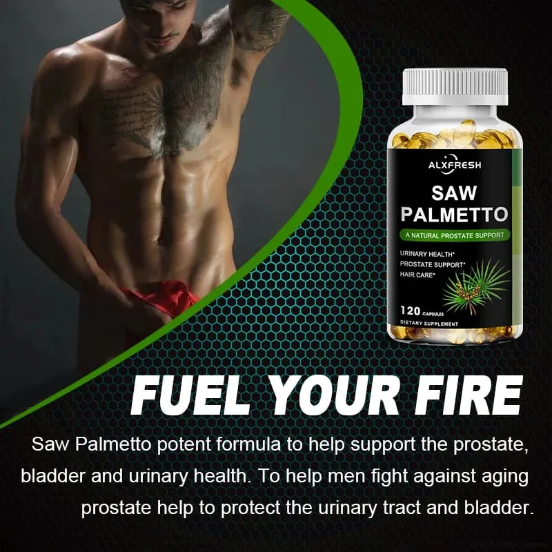 Alxfresh Prostata-Gesundheitsergänzungsmittel, natürlicher Sägepalmenextrakt, unterstützt Prostata- und Haarwachstumskapseln für Männer und Frauen