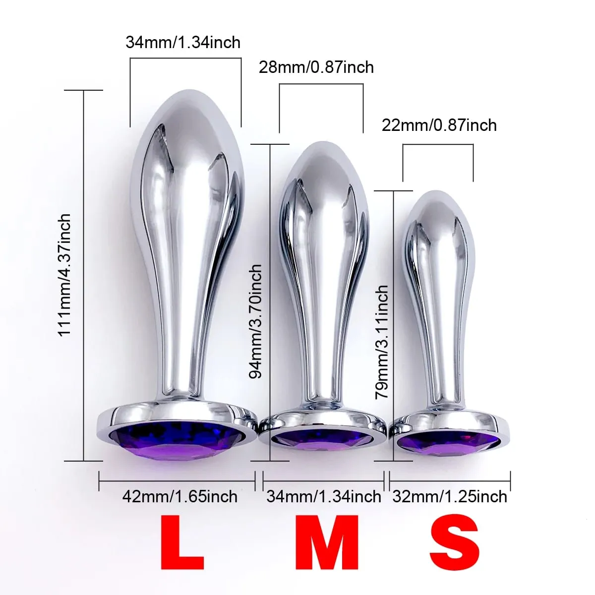 1Pcs Metal Drop Anal Plug with Three Sizes Jewel Base G-Point Massage Adult Pleasure Sex Toy for Sexual Wellness