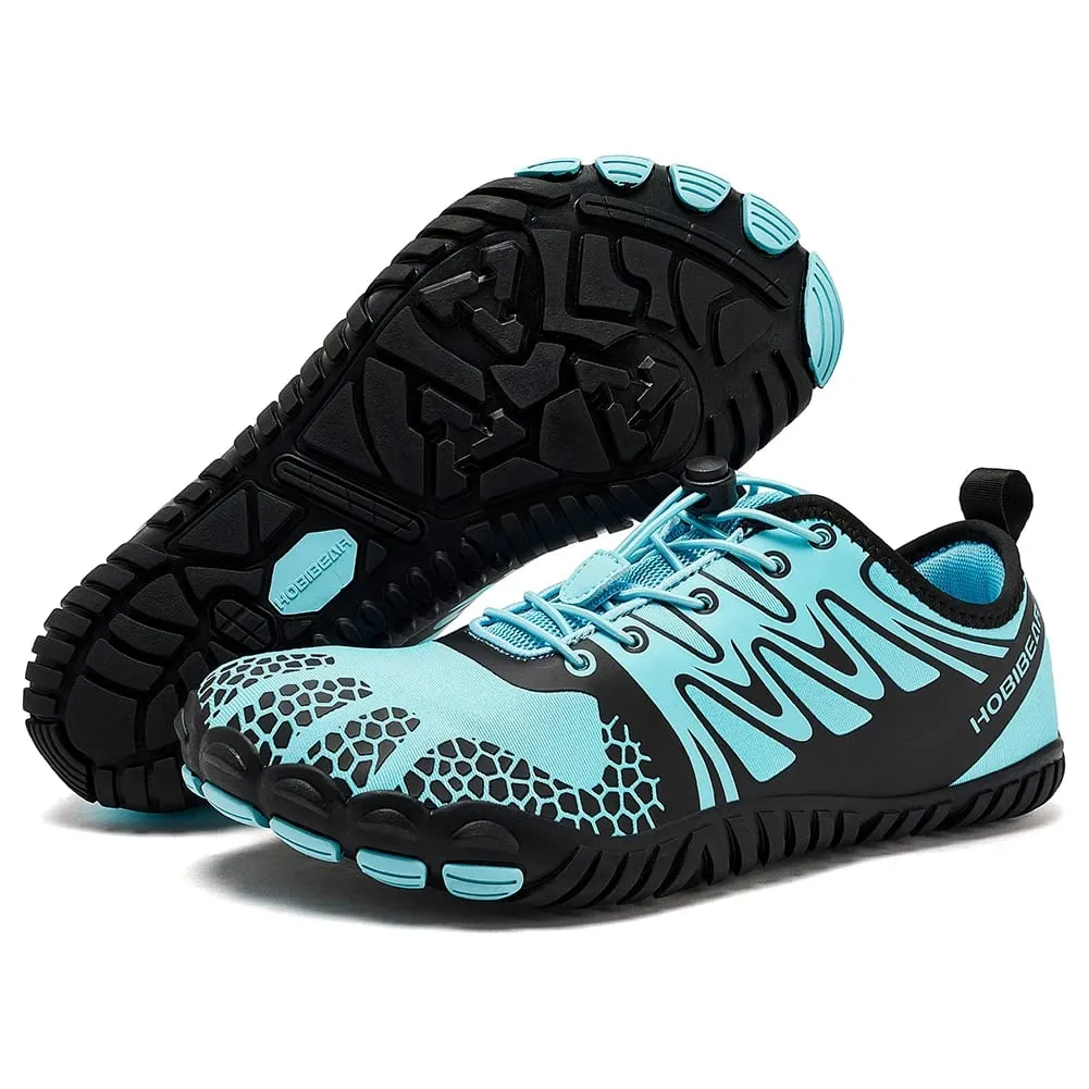 Barfotaskor med bred tå för unisex konstläder Outdoor Walking Sneakers Zero Drop Minimalistiska elastiska bandskor — image 11