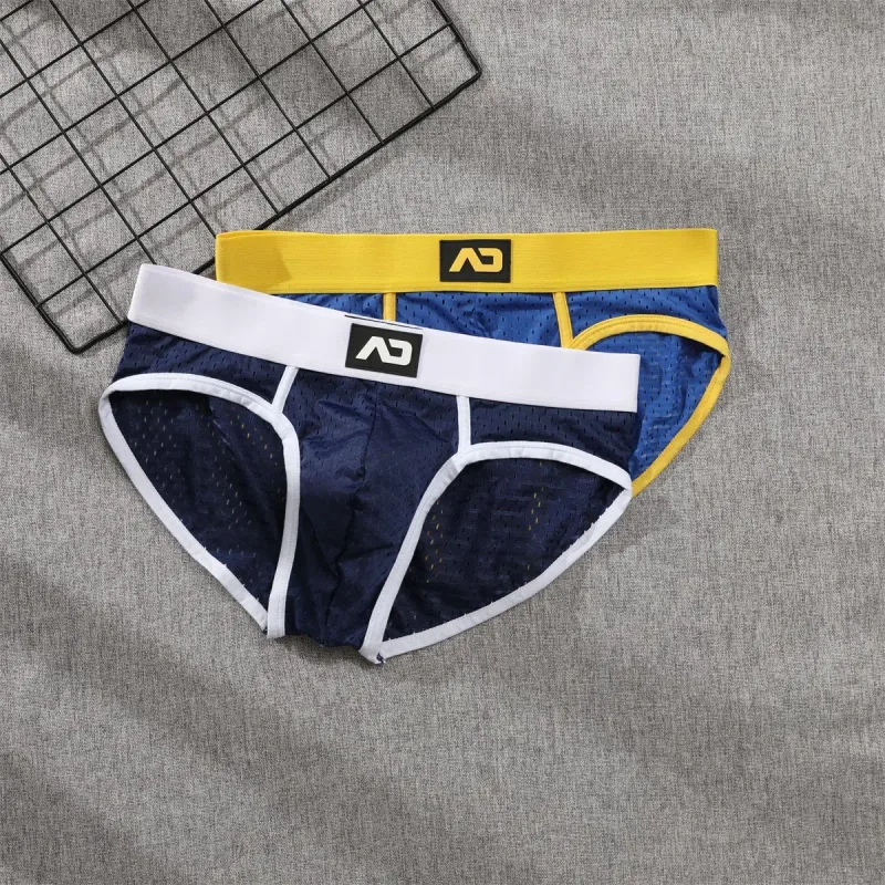 2026 solid color new men's low waist through mesh breathable briefs addicted underwear AD4-M388 — image 10