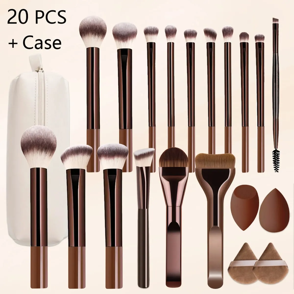 20 PCS Makeup Brush Set With Case Soft Bristles Foundation Powder Blush Concealer Eyeshadow Brush CRUELTY-FREE & VEGAN — image 1