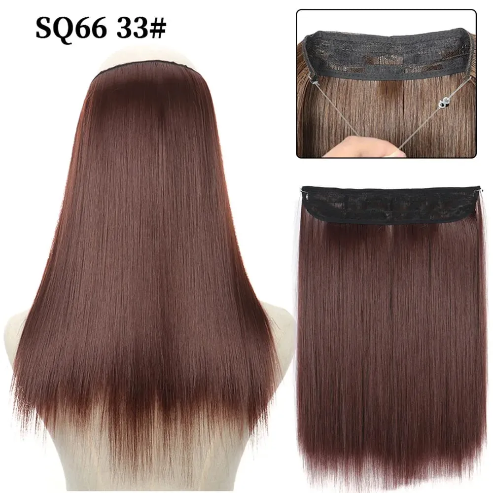 16/22inch Invisible Wire Hair Extensions Headband Adjustable Size Natural Long Straight Hairpiece Synthetic Hair Piece for Women — image 12