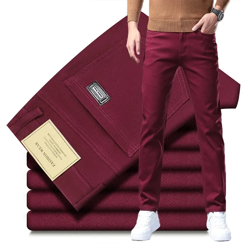 2026 96% Cotton Elastic Cotton Jeans Men's Spring Slim Straight Denim Pants Comfort Large Size Korean Business Casual Trousers — image 2