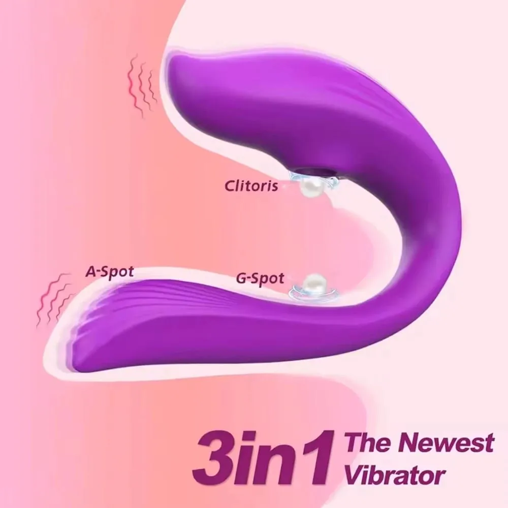 Powerful Sucking Wireless Remote Vibrator Wearable U Shaped Dildo Massager Dual Clit Stimulation Couple Adult Sex Toys for Women — image 2