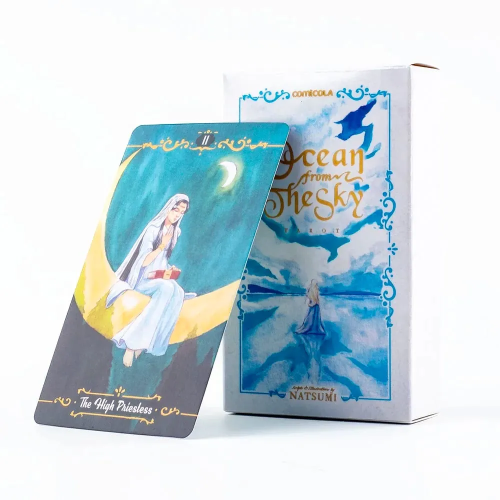 10.3*6cm Hand-Painted Watercolor Tarot Deck - Ocean From The Sky 78 Cards for Meditation & Intuitive Guidance — image 1