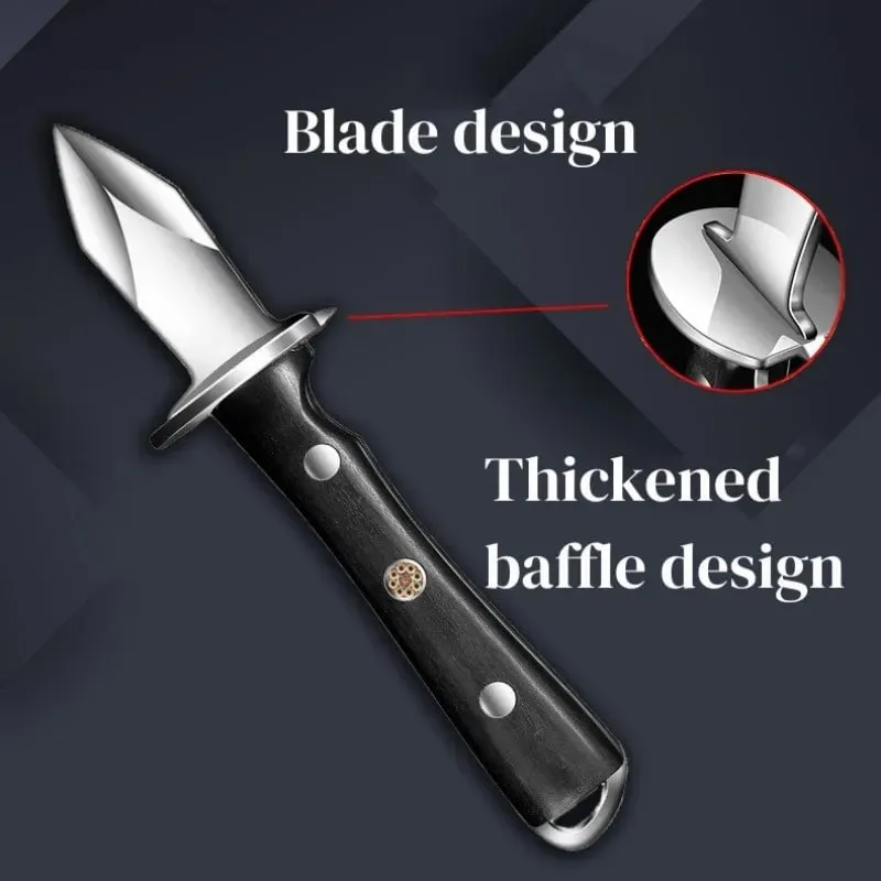 Black Color Wood Stainless Steel Oyster Knife Kitchen Tools Accessories Light Luxury Thickened Shell Opener Gadgets — image 2