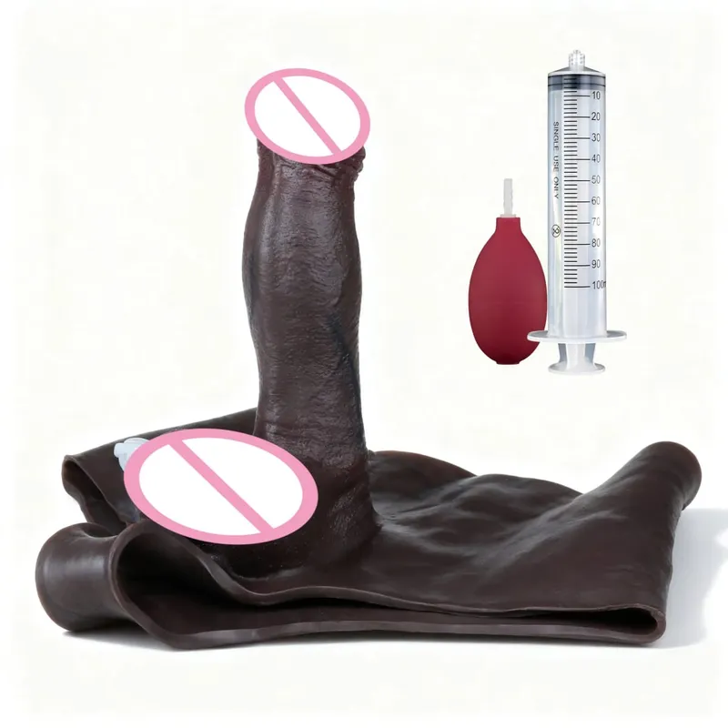 Black Nude Strapon Big Realistic Ejaculation Dildo Silicone Squirting Panties With Simulated Solid Penis Sex Toy For Women