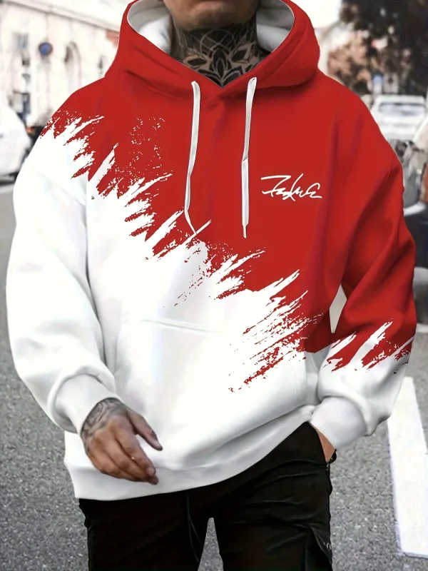 Fashion Gradient Print Men's Hoodies Funny 3D Letter Pattern Oversized Sweatshirts Autumn and Winter Casual Pullover Men Clothes — image 2