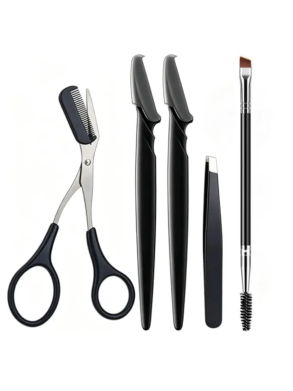 3/5/10Pcs Eyebrow Kit For Women Eyebrow Trimmer Razor Scissors Brushes Tweezers Grooming Tool Set — image 8
