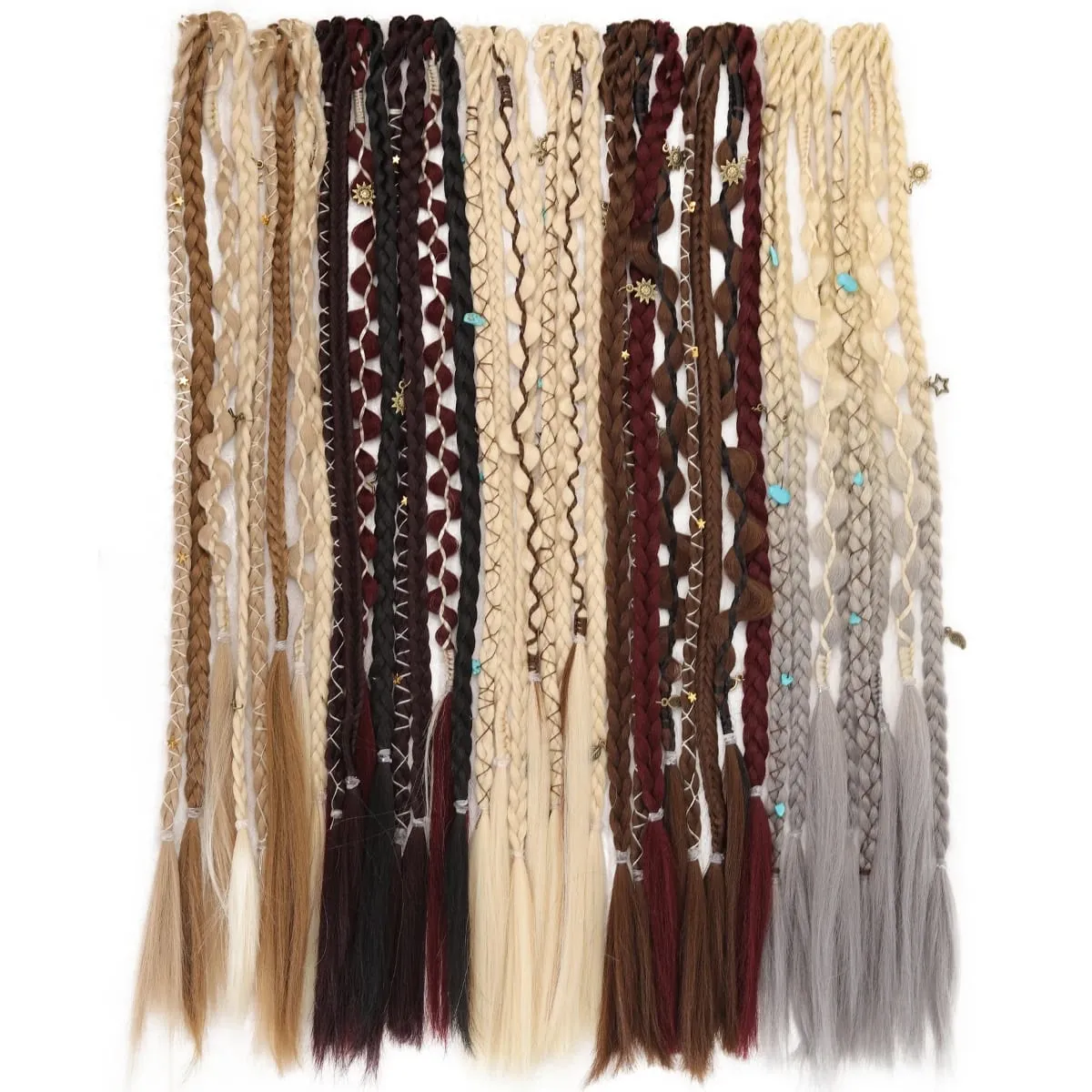20 Inches Bohemia Clip in Hair Extensions Handmade Synthetic Weaving Clip-on Long Braid Fairy Hair Synthetic Hair Extensions — image 3