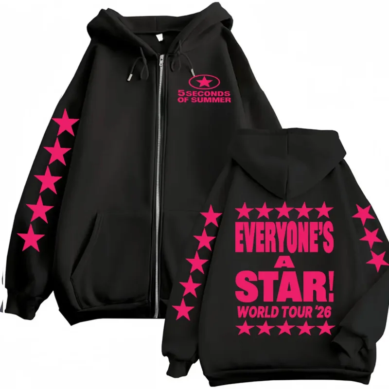 5 Seconds of Summer Everyone's A Star World Tour Zip Up Hoodies Men Women Harajuku Hip Hop Gothic Jacket Sweatshirt Hoodie Coats — image 4