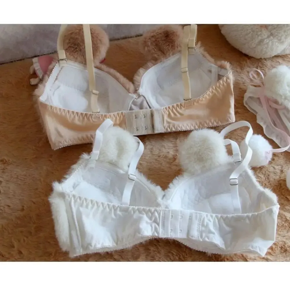 Fashion Women Lingerie Set No Steel Ring Soft Girl Warm Underwear Panties Suit Cartoon Bear Winter Bra & Brief Sets Women — image 4