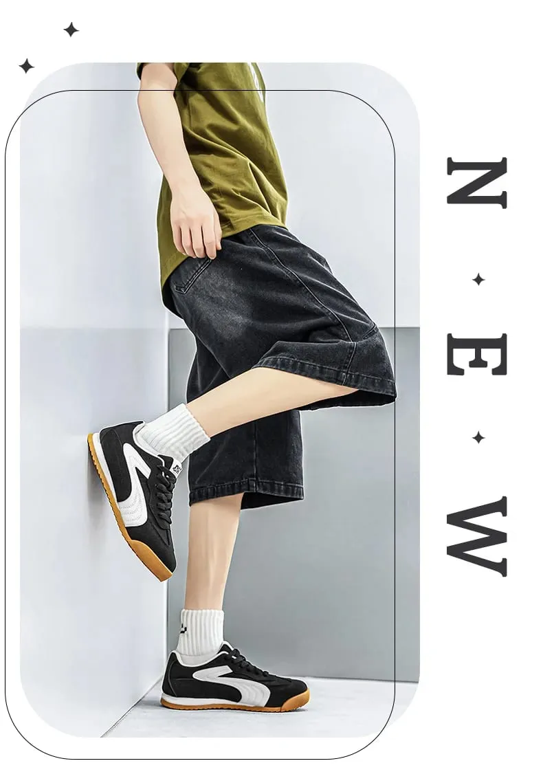 Low-Top Retro German Training Shoes for Men Color-Blocked Breathable Soft-Soled Casual Sneakers