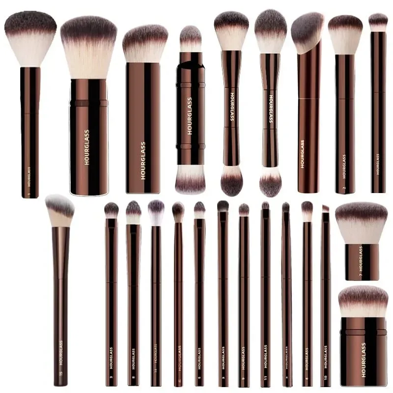 Clessidra Set completo di pennelli per trucco di lusso da 23 pezzi, morbidi capelli sintetici, manico in metallo, set completo di pennelli cosmetici, custodia gratuita