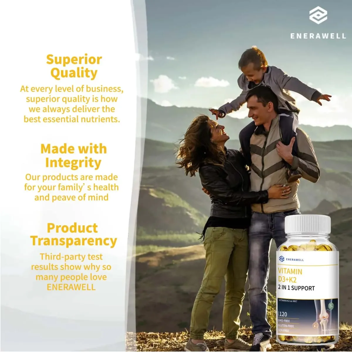 Vitamin D3 K2 MK‑7 Supplement Nutrient Support for Bone Wellness Teeth Heart Health & Immune Function 120 Capsules