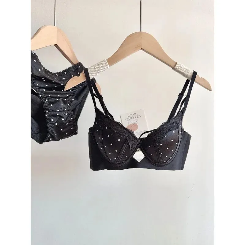 French Lace Push Up Bra Set Polka Dot Small Cup Shaping Sweet Sexy Erotic Lingerie Comfort Underwire Women Intimate Apparel S-xl
