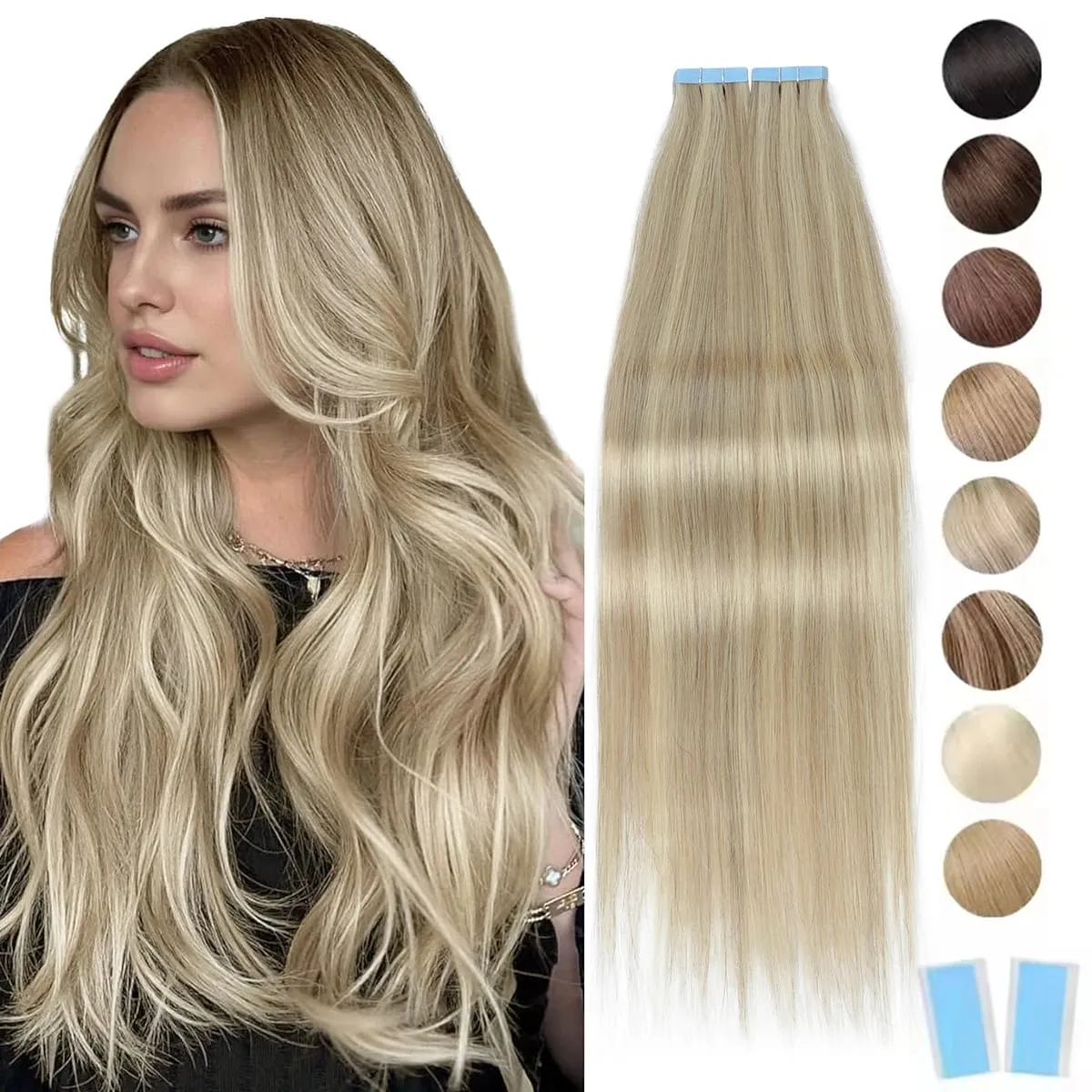 MRS Hair 4x0.8cm HAIR Tape in Hair Extensions Human Hair Natural Real Skin Weft Adhesive Tape Ins 20pcs
