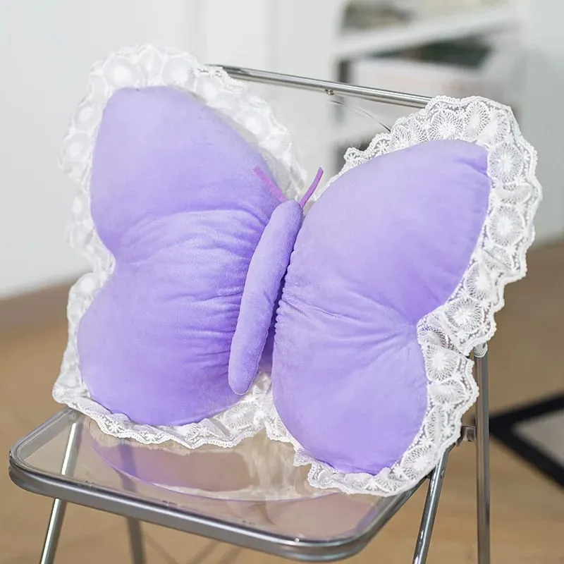 Butterfly Lace Pillow Butterfly Shaped Decorative Pillow For Sofa Couch Bed Plush Velvet Lumbar Support Cushion For Office Chair — image 3