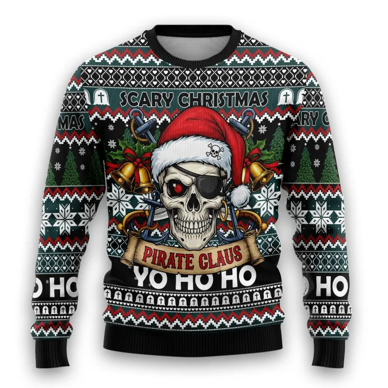 Pirate Santa Claus Graphic Ugly Christmas Sweater 2026 New Skull Graphic Sweatshirts Funny Design Pullovers Man Jumper Sweaters — image 8