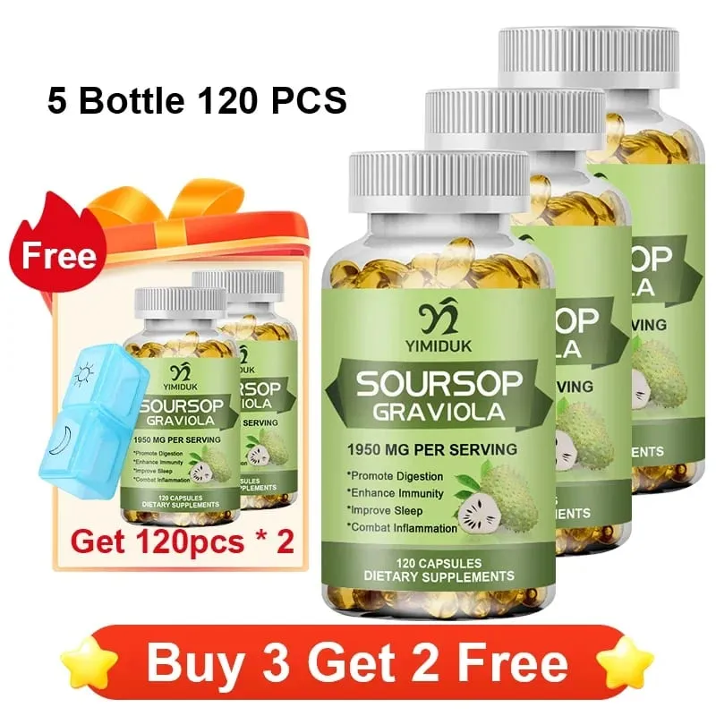 Soursop Graviola 1950mg Capsules Supports Healthy Immune System Digestion Better Sleep & Natural Antioxidant Activity