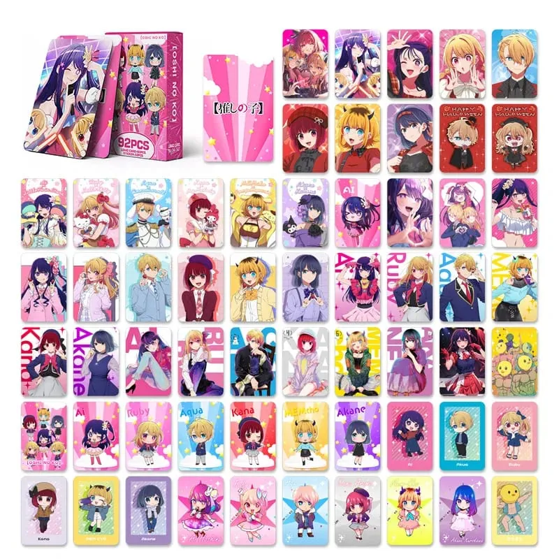 Oshi No Ko 92Pcs(60Lomocard+32Sticker) Exquisite Small Cards High-Definition Photo Cards Collectible Cards Fan Merchandise Small Gifts Halloween Christmas Gifts — image 3