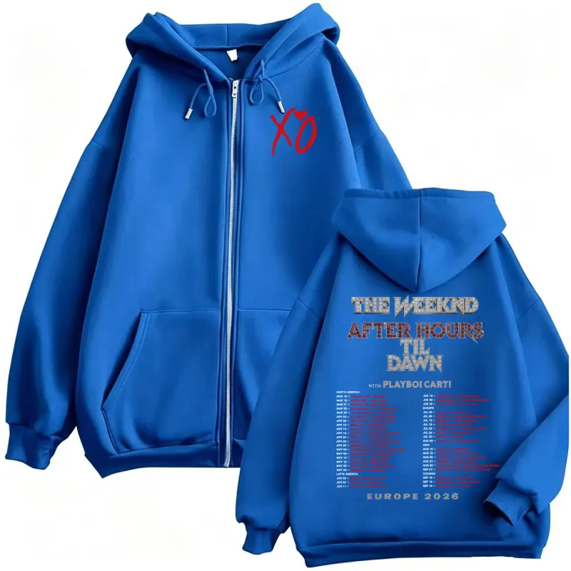 The Weeknd After Hours Til Dawn 2026 Europe Tour Zip Up Hoodies Men Women Fashion 90s Casual Long Sleeve Sweatshirt Jacket Coats — image 5