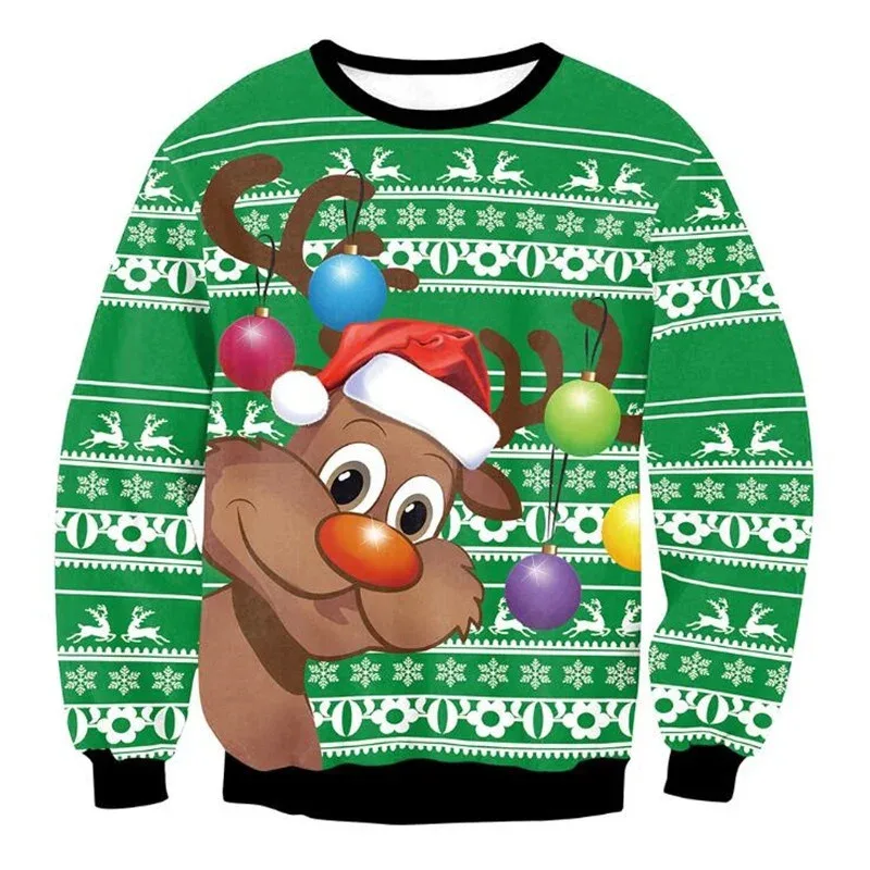 Festival Christmas Pattern Sweatshirts For Men Humping Reindeer 3D Printed Pullover Holiday Party O-Neck Hoodies Long Sleeves — image 20