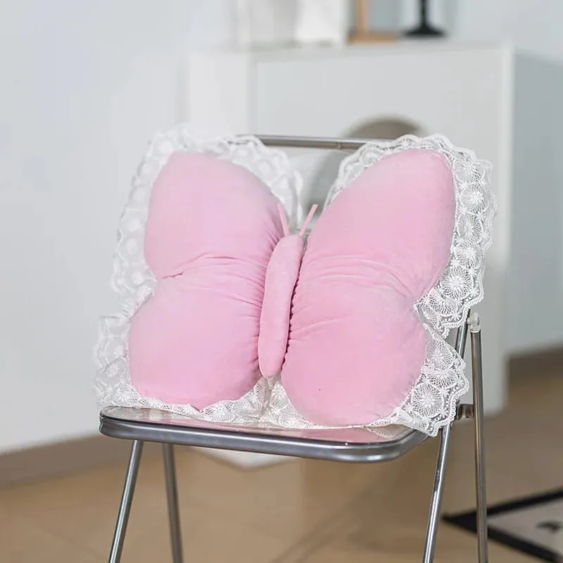 Butterfly Lace Pillow Butterfly Shaped Decorative Pillow For Sofa Couch Bed Plush Velvet Lumbar Support Cushion For Office Chair — image 7