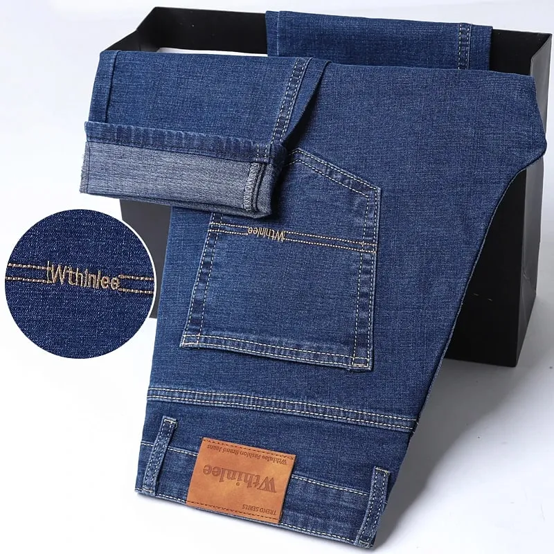 2026 Stretch Stretch Fashion Classic Blue Black Work New Business Men's Jeans Casual StraightDenim Trousers Male Brand Clothing — image 3