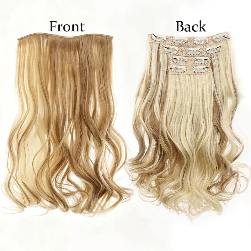 Wig piece wig women's four piece set large wave clip hair synthetic hair extensions — image 6