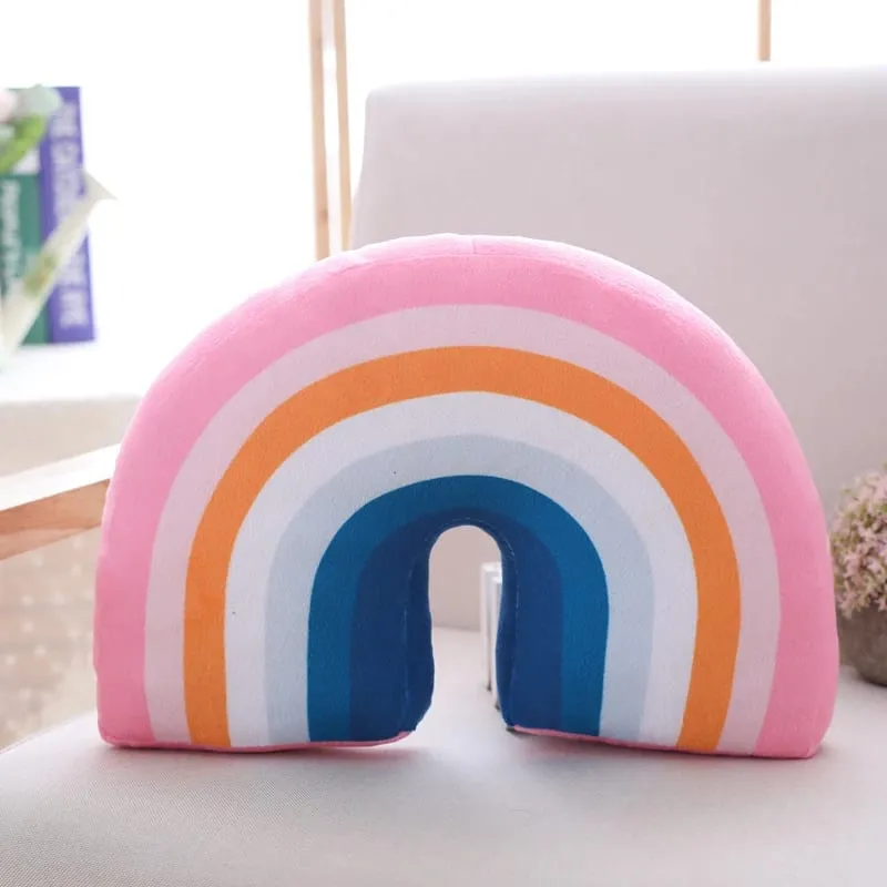 35x25cm Rainbow Plush Pillow Stuffed Red Pink Sky Cushion C Shape Head Support Pillow Home Decor Plushie Prop Gift — image 8