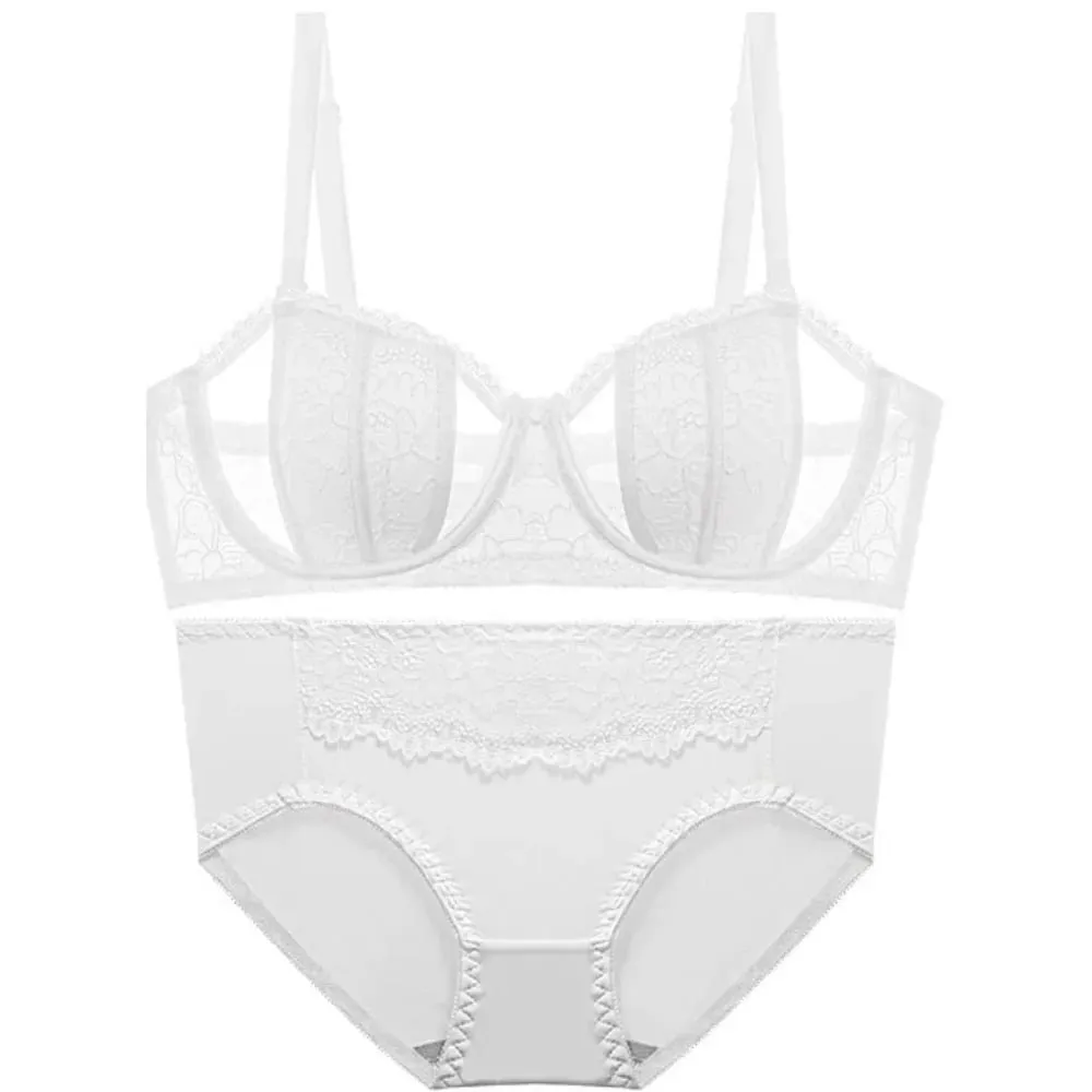 Big Bust Minimizer Bra Set 32‑38 AB Thin Lace Soft Underwire Anti‑Sagging Strapless Optional Sexy Ladies Brassiere Lingerie Kit — image 2