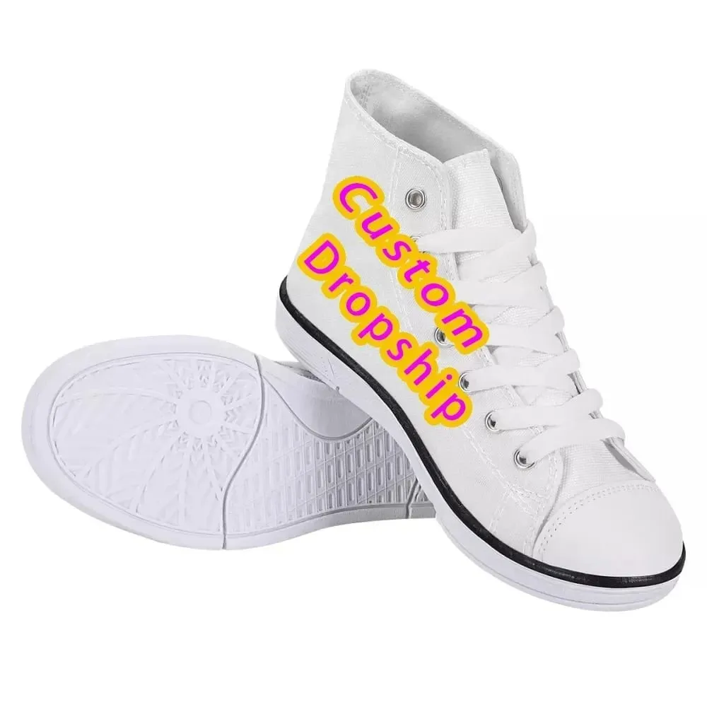 Custom Your Logo Image Text Name Pinted Shoes For Unisex High Top Canvas Shoes Women Free Dropshipping Ladies Sneakers — image 4