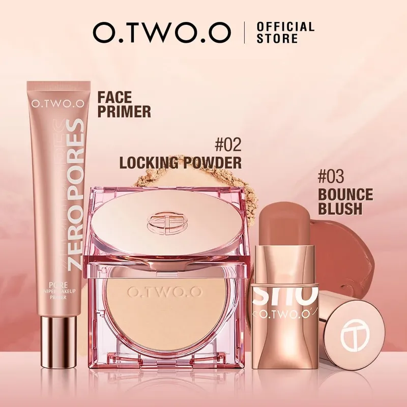 O.TWO.O Set 3 pezzi trucco 3 in 1 rossetto fard stick SPF 30PA + cipria fissante viso primer viso base trucco kit cosmetici — image 7