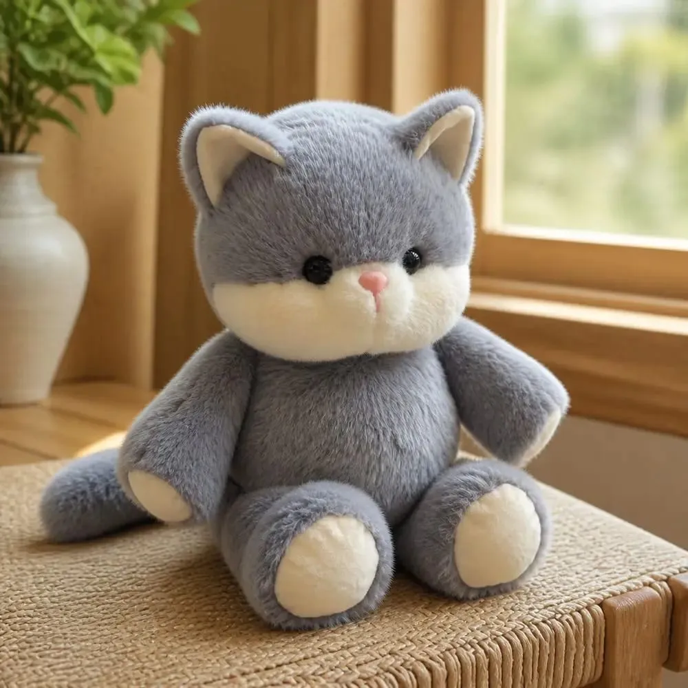 Creative Gift Soft Cat Stuffed Animal Plush Pillow Emotional Support 17.7inch Plush Toy Cat Pattern Cute Stuffed Animals Plush