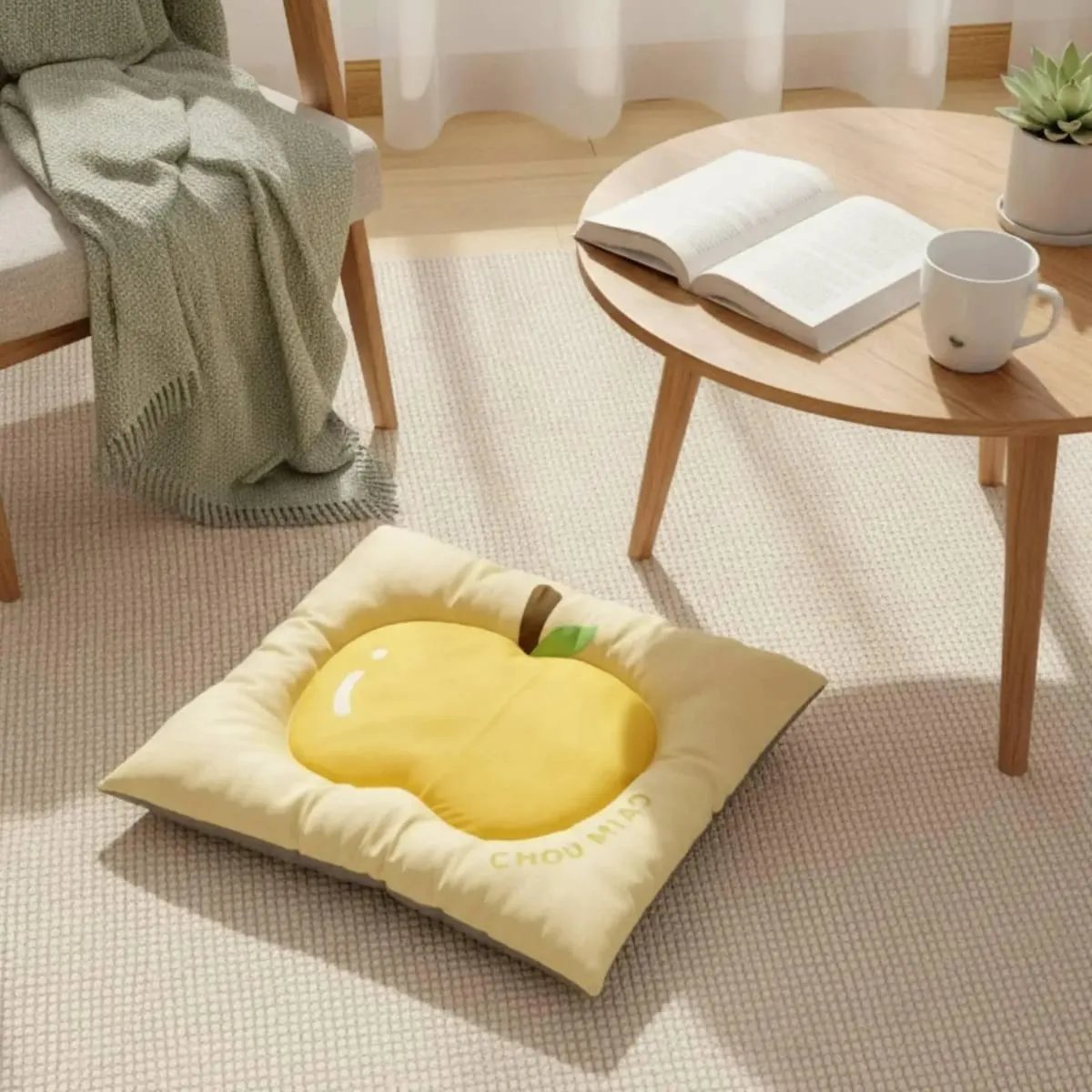 Plush Fabric Pet Mat with Fruit Print for Cat Dog Cozy Sleeping Pad Raised Border Cushion Easy Clean Pet Furniture Accessory — image 3