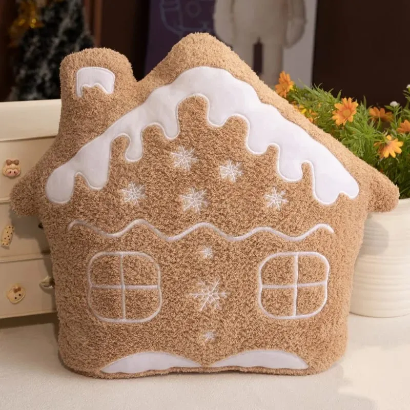 36CM Christmas Gingerbread Man Snowflake House Plush Pillow Toys Biscuit Peluche Stuffed Cookie Soft Doll Room Decoration Gifts — image 8