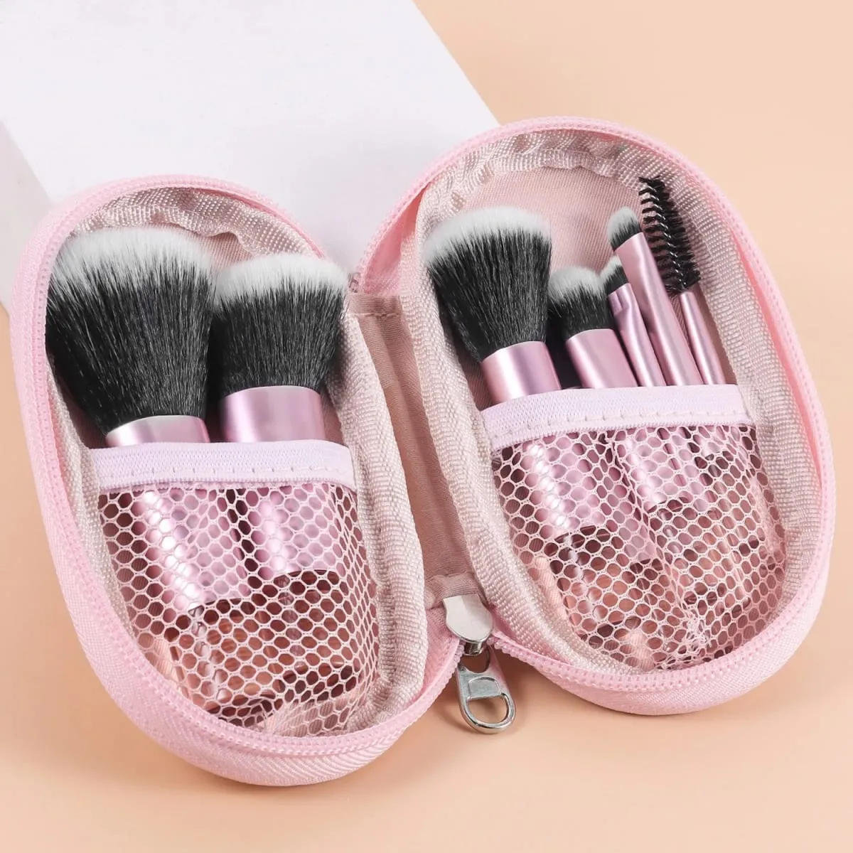 10-delt mini makeup børste sæt med taske Bærbar rejsestørrelse makeup børste fås i flere farver