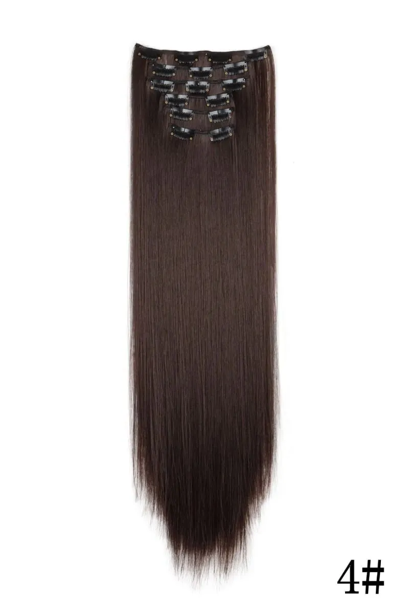 24Inch 16 Clips in Hair Extensions Long Straight Hairstyle Blonde Black Hairpieces Heat Resistant False Hair Daily Use Cosplay — image 13
