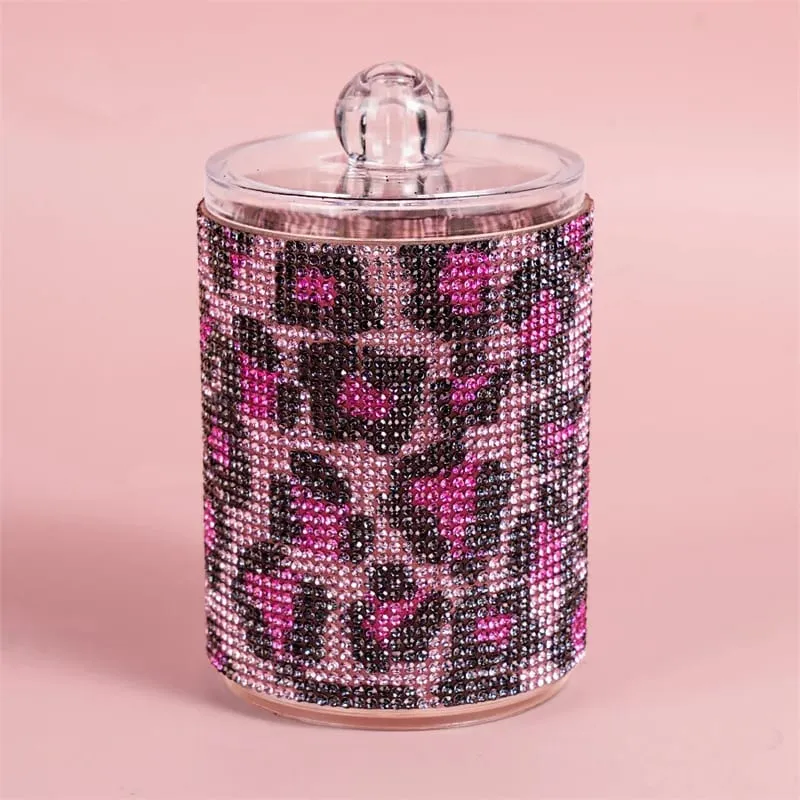 Luxury Diamond Cotton Swabs Storage Case Portable Makeup Cosmetic Organizer Dust-proof Jewelry Storage Container Makeup Tools