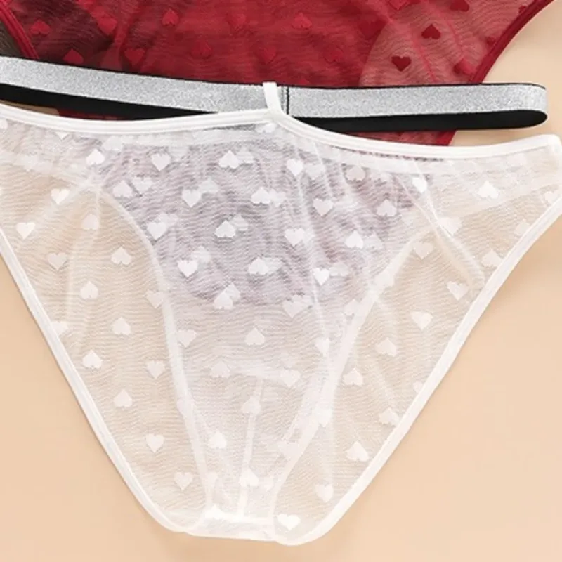Underpants Lingerie Men's Triangle Panties Mesh Love Heart Men Thin Briefs Large Size Mid Waist Underwear for Men Men — image 12