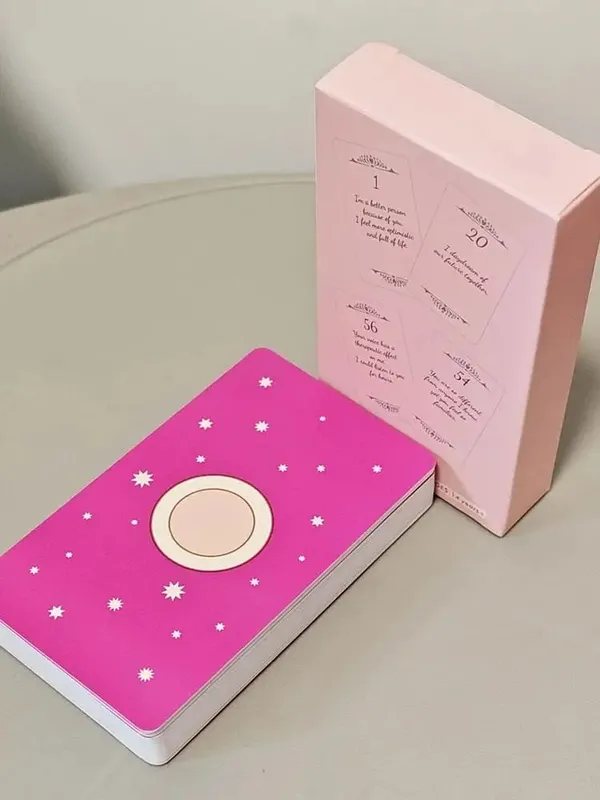 10.3*6cm Soulmate Love Message Oracle Deck 56 Heartfelt Romance Cards for Twin Flame Readings Elegant Pink Oracle Cards