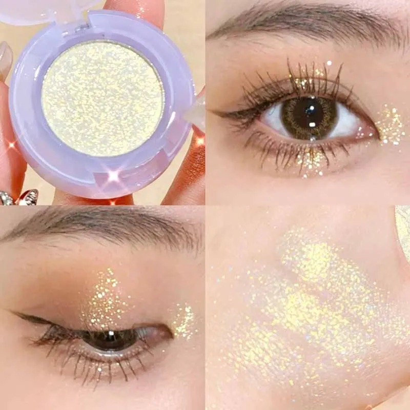 1 Pcs Monochrome High Gloss Waterproof Eye Shadow Peachy Pink Long Lasting Silky Easy To Color Diamond Shiny Eye Shadow Cosmetic — image 3