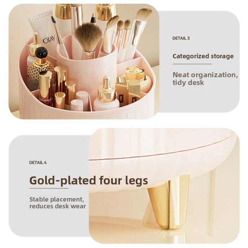 360° Rotating Makeup Organizer - 1pc Plastic Cosmetic Storage with 7 Compartments - Multi-Functional Holder for Brushes — image 4