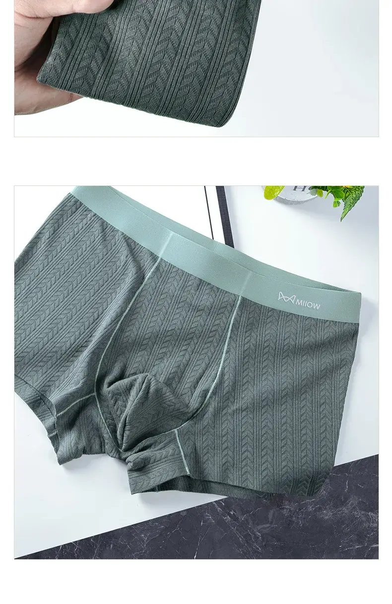 MiiOW 3Pcs Cotton Jacquard Fabric Men Boxershorts 7A Antibacterial Crotch Mens Panties Soft Comfortable Man Underwear Underpants — image 9