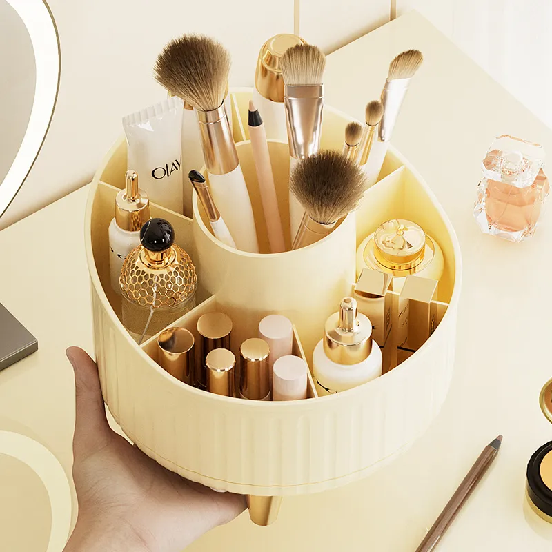 360° Rotating Makeup Organizer - 1pc Plastic Cosmetic Storage with 7 Compartments - Multi-Functional Holder for Brushes — image 3