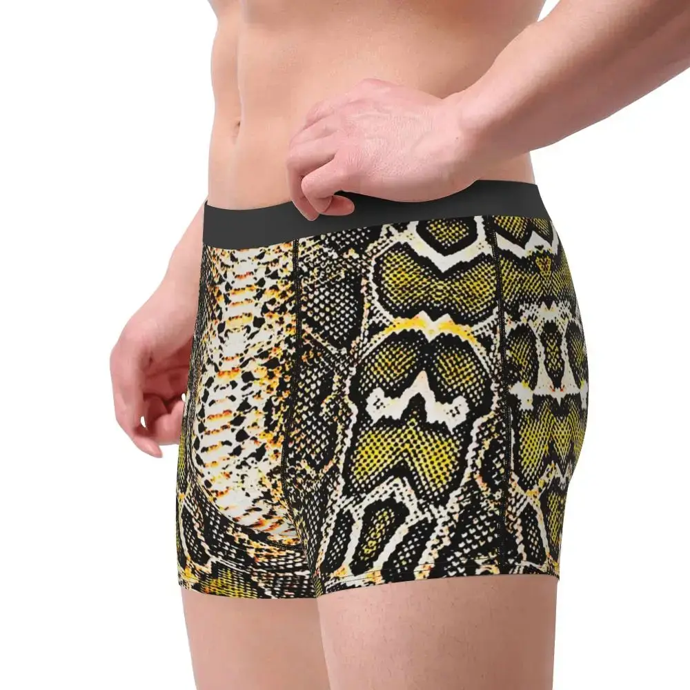 Sous-vêtements imprimés peau de serpent personnalisés pour hommes, Boxer extensible à Texture animale, slip short, culotte douce pour Homme