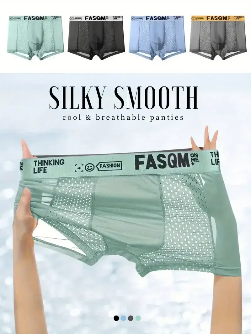 1pc sexy tecido de malha roupa interior masculina legal ultra-macio respirável boxer briefs moda durante todo o dia conforto casual diário roupa interior masculina — image 1