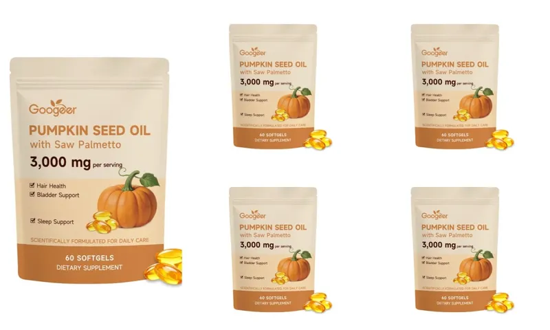 Googeer Pumpkin Seed Oil Softgels with Saw Palmetto 3000mg Hair Health Bladder Comfort Sleep Support Supplement 60 Softgels — image 11