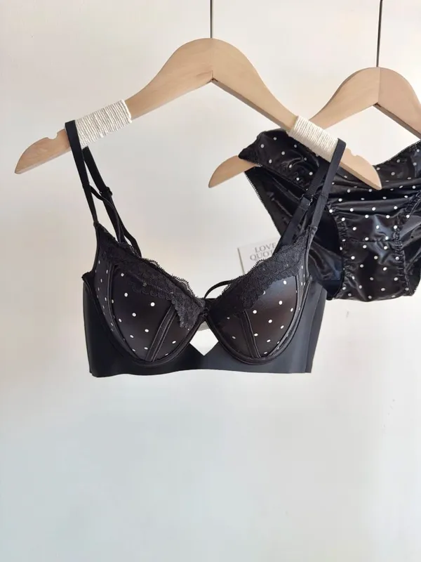 French Lace Push Up Bra Set Polka Dot Small Cup Shaping Sweet Sexy Erotic Lingerie Comfort Underwire Women Intimate Apparel S-xl